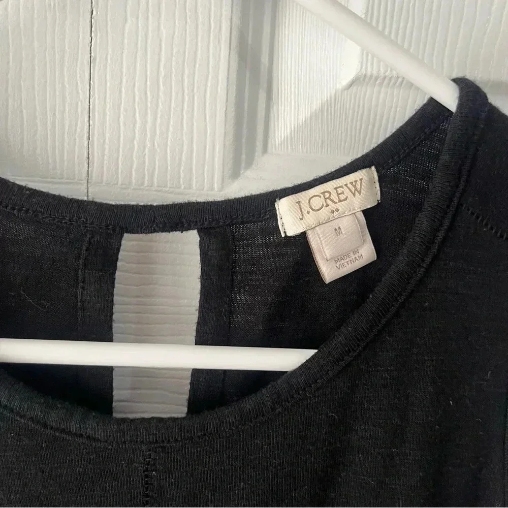 J.CREW Womens Med Tank Top Sleeveless Shirt Tail Blouse Top Chiffon Black F82 - Picture 2 of 4